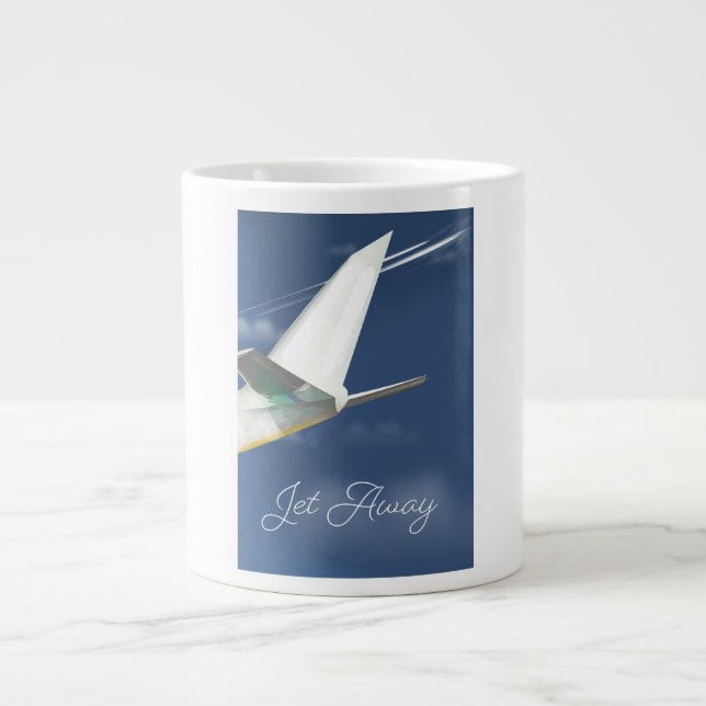 Caneca De Café Grande Jet Away poster de viagens. (Frente)