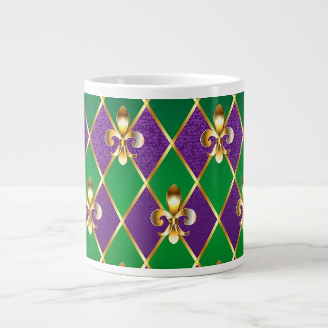 Caneca De Café Grande Jewelry Background Mardi Gras (Frente)