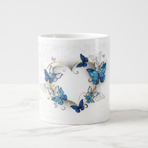Caneca De Café Grande Jewelry Heart with Butterflies Morpho
