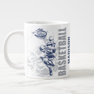 Caneca De Café Grande Jogador de Basquete de Nome Personalizado