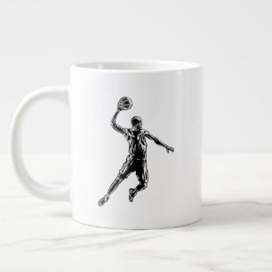 Caneca De Café Grande Jogador de basquete Slam Dunk Dark Design