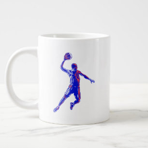 Caneca De Café Grande Jogador de basquetebol Slam Dunk, Vermelho e Azul 