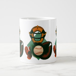 Caneca De Café Grande Jogador de beisebol esportivo vintage, receptor co
