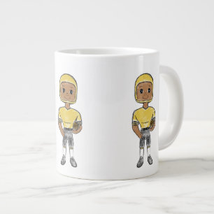 Caneca De Café Grande jogador de futebol retrô vintage preto amarelo sim