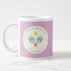Caneca De Café Grande Jogador de Pickleball Gift Paddles Arco-Íris Perso