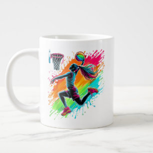 Caneca De Café Grande Jogadora de Basquete Garota Basquetebolista