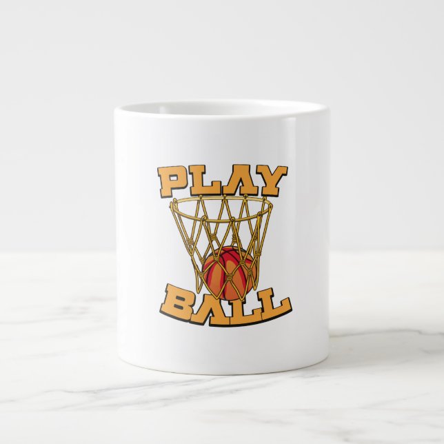 Caneca De Café Grande Jogar Bola de Basquete. (Frente)