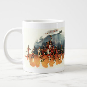 Caneca De Café Grande Jogo de basquete esportivo vintage, jogadores de b