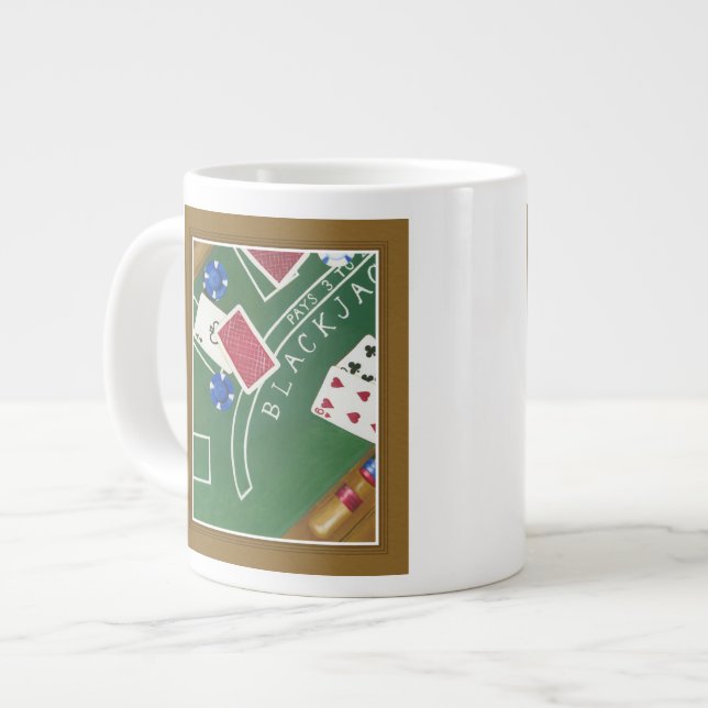 Caneca De Café Grande Jogo de Blackjack com Chips por Chariklia Zarris (Frente Esquerda)