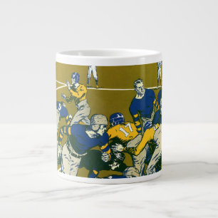 Caneca De Café Grande Jogo de futebol de esportes vintage, times dourado
