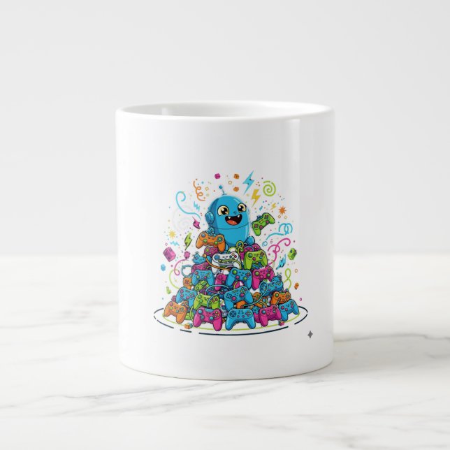 Caneca De Café Grande Jogos Divertidos Nunca Acabam  (Frente)