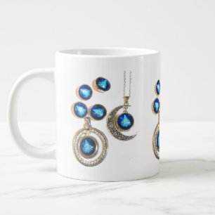 Caneca De Café Grande Joias de Natal Árvore azul clara Lua clara