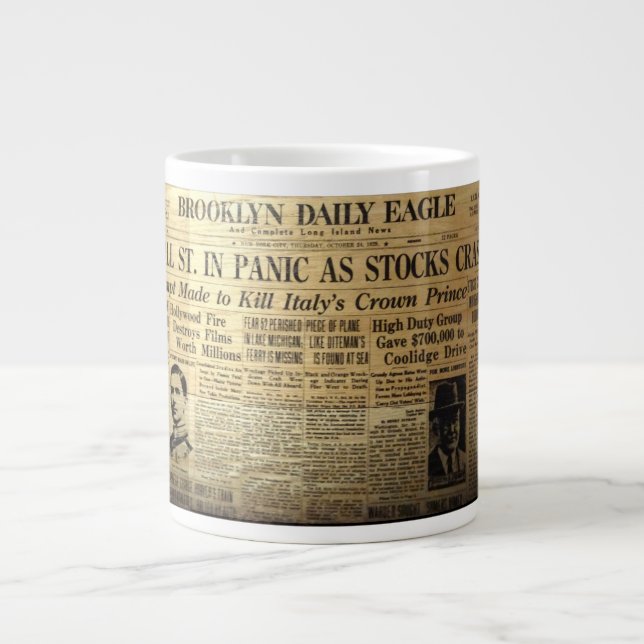 Caneca De Café Grande Jornal de Bolsa de 1929 Café Jumbo Mug (Frente)