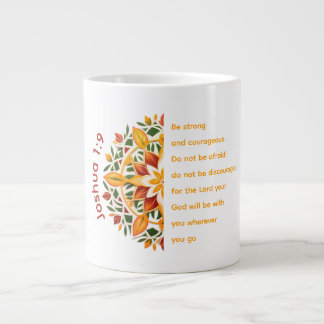 Caneca De Café Grande Joshua 1:9 Flor de Mandala Jumbo Mug