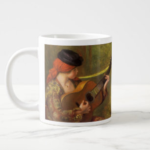 Caneca De Café Grande Jovem Mulher Espanhola com uma Guitarra por Pierre