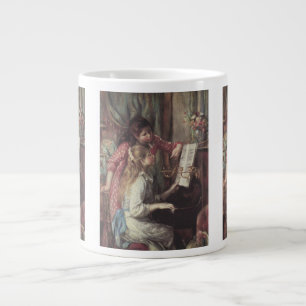 Caneca De Café Grande Jovens Garotas no Piano por Pierre Renoir