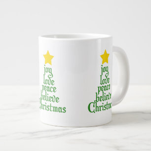 Caneca De Café Grande Joy, Love, Peace, Acredite, Natal