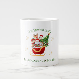 Caneca De Café Grande Joy Travels Light – Bilingual Holiday Sleigh