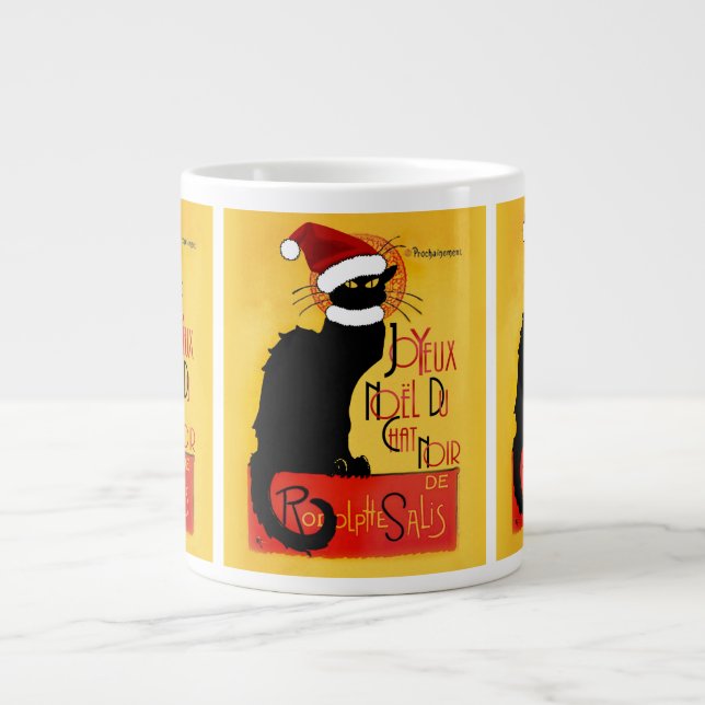 Caneca De Café Grande Joyeux Noël Du Chat Noir (Frente)