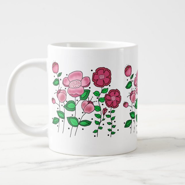 Caneca De Café Grande Jumbo 20 oz. Mug with pink flowers (Esquerda)