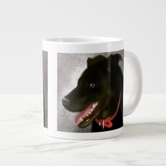 Caneca De Café Grande Jumbo Coffee Mug Black Labrador (Frente Esquerda)