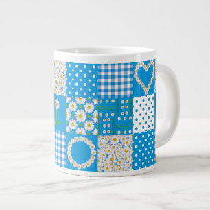 Caneca De Café Grande Jumbo Coffee Mug: Daisychains, Faux Patchwork