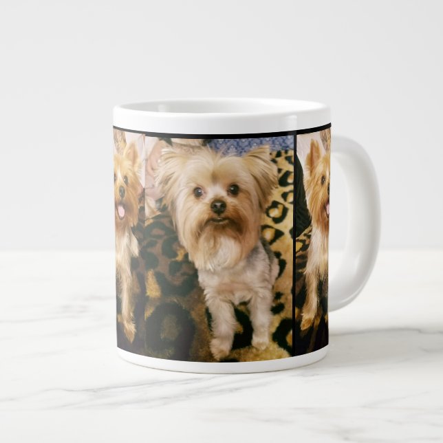 Caneca De Café Grande Jumbo Coffee Mug - Yorkies - Pet Pic Pic Personali (Frente Esquerda)