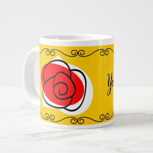 Caneca De Café Grande Jumbo do nome de borda do Rosa espanhol