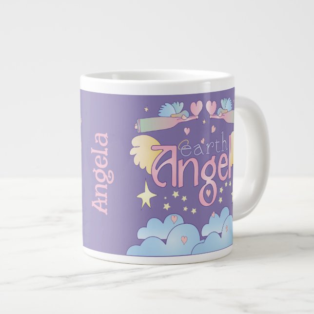 Caneca De Café Grande Jumbo Earth Angel Mug Personalizado - Pastel Heave (Frente Esquerda)