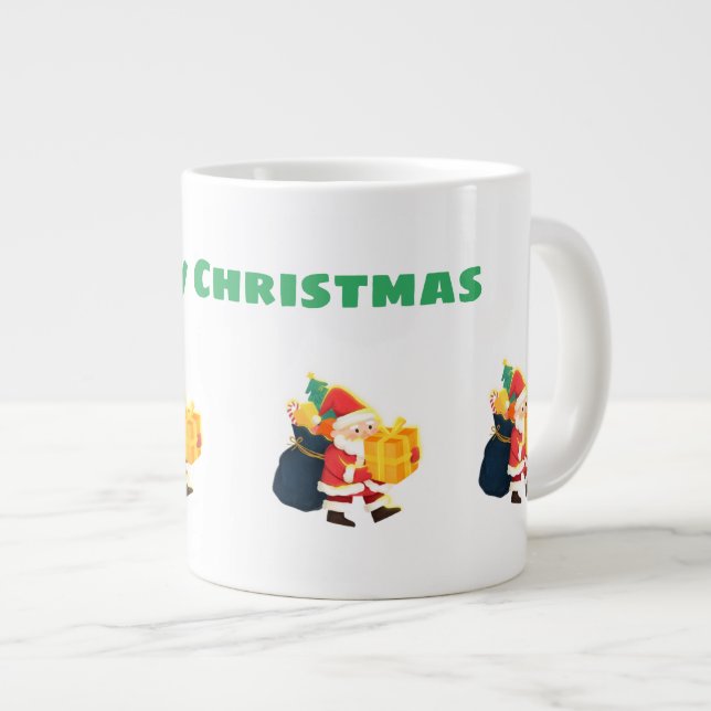 Caneca De Café Grande Jumbo Feliz Natal Deseja Especialidade Impressa (Frente Esquerda)