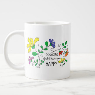 Caneca De Café Grande JUMBO Mug 20 oz. Whimsical Floral Design