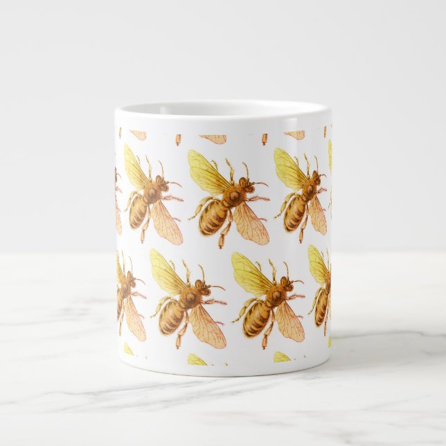 Caneca De Café Grande Jumbo Mug BEE PATTERN (Frente)