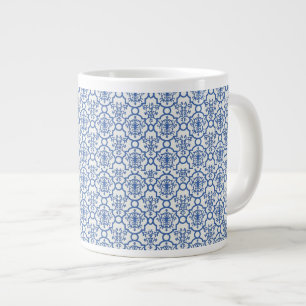 Caneca De Café Grande Jumbo Mug Blue Damask