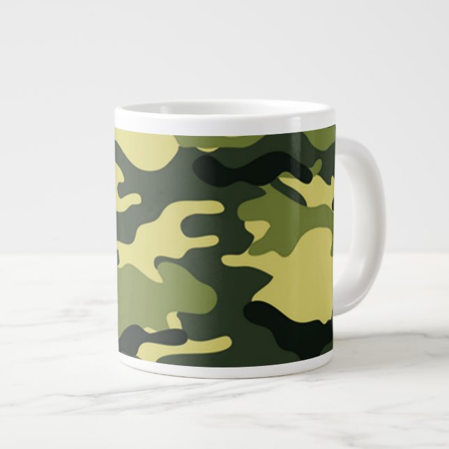 Caneca De Café Grande Jumbo Mug, camuflagem verde (Frente Esquerda)
