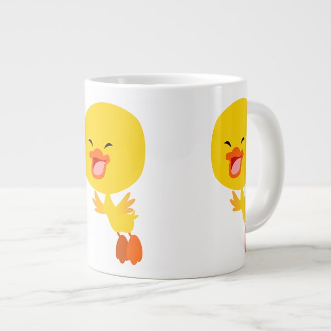 Caneca De Café Grande Jumbo Mug. Cartoon Voador Bonito (Frente Esquerda)