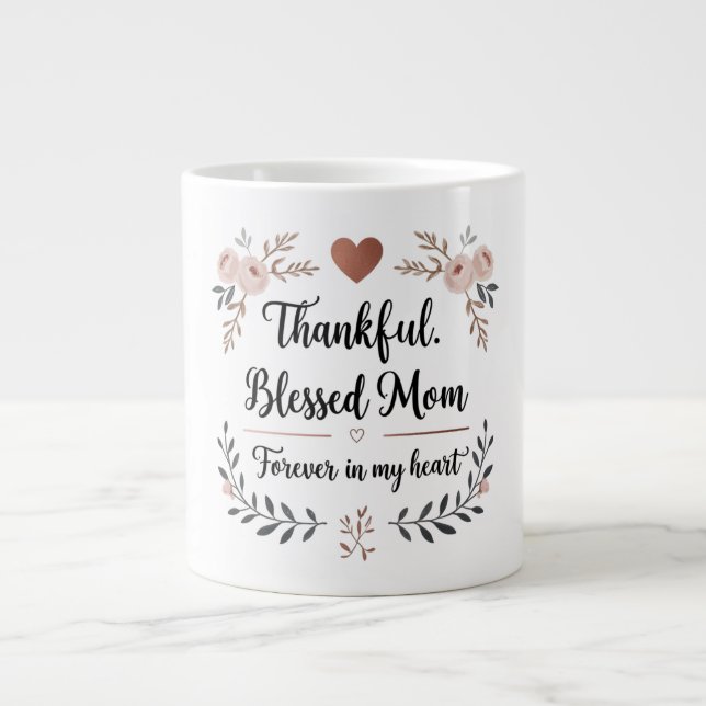 Caneca De Café Grande Jumbo Mug com script Elegante de Rosa (Frente)