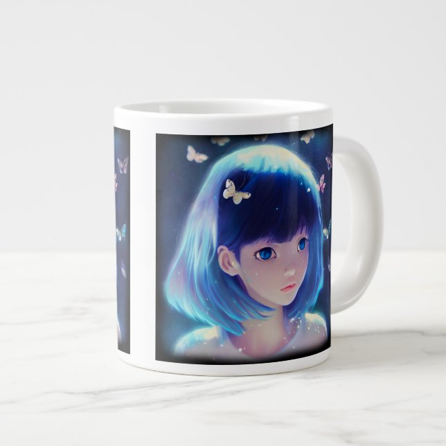 Caneca De Café Grande Jumbo Mug De Animação De Borboleta (Frente Esquerda)