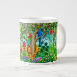 Caneca De Café Grande Jumbo Mug de Arte Selva de Papagaio Macaw