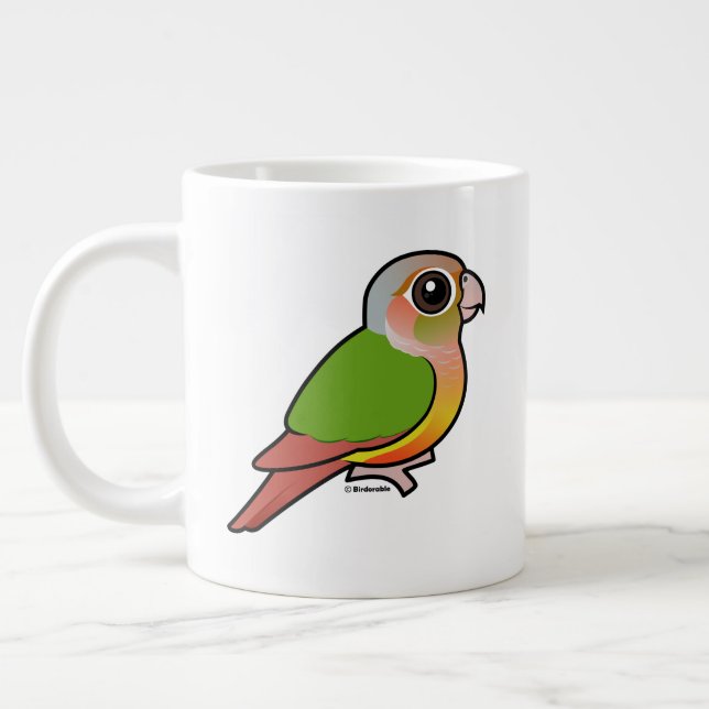 Caneca De Café Grande Jumbo Mug de Conure de Bico Verde Personalizado (Esquerda)
