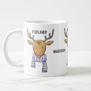 Caneca De Café Grande Jumbo mug de nome personalizado de Reindeer de coz