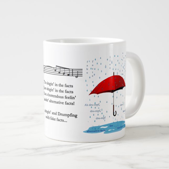 Caneca De Café Grande Jumbo Mug em chamas e Alternativos cantantes (Frente Esquerda)