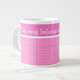 Caneca De Café Grande Jumbo Mug para personalizar: rosa e branco