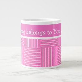Caneca De Café Grande Jumbo Mug para personalizar: rosa e branco