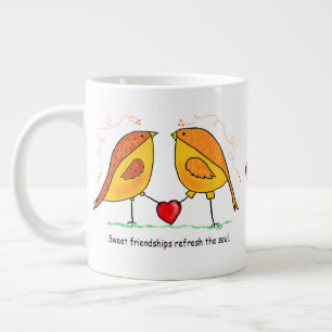 Caneca De Café Grande JUMBO Mug Pássaros Doce Da Amizade