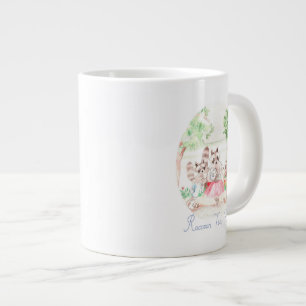 Caneca De Café Grande Jumbo Mug "Raccoon Tea Party"