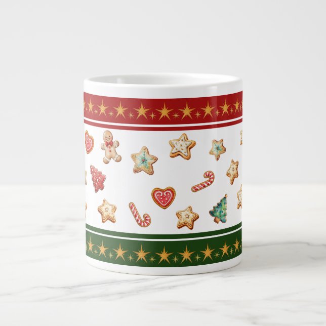Caneca De Café Grande Jumbo Mug with Christmas Cookies (Frente)