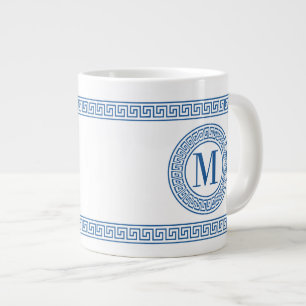 Caneca De Café Grande Jumbo Mugs de Chave Grego Azul