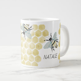 Caneca De Café Grande Jumbo Zen Doodle Bee Mug PERSONALIZADO