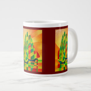 Caneca De Café Grande Juntos chineses, Sunset, Velas e Sombras Negrito