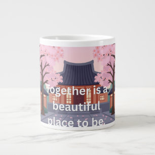 Caneca De Café Grande 'Juntos é um Lugar Lindo para Estar' Cereja